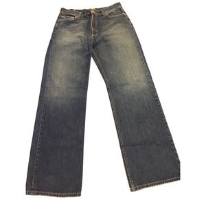 BKE Vintage Mens Roomy Fit 100% Cotton Wide Leg Jeans Medium Blue Wash 32/34